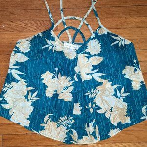 Tropical camisole blouse with a open back